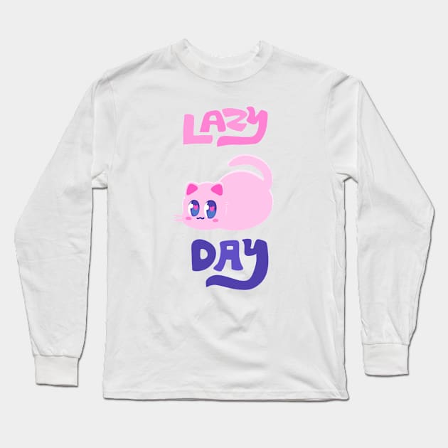 Lazy Day Catto! Long Sleeve T-Shirt by silly cattos